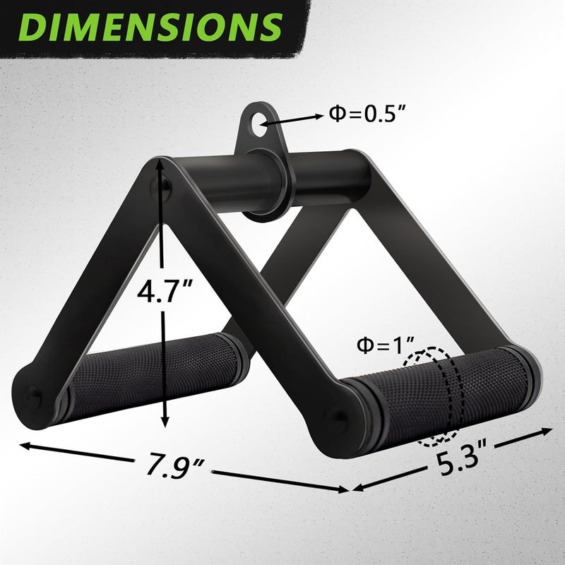 Howffite Double D Row Handle Cable Attachment for Weight Workout, Steel with Non-Slip Rubber Grip (Black) - Image 4